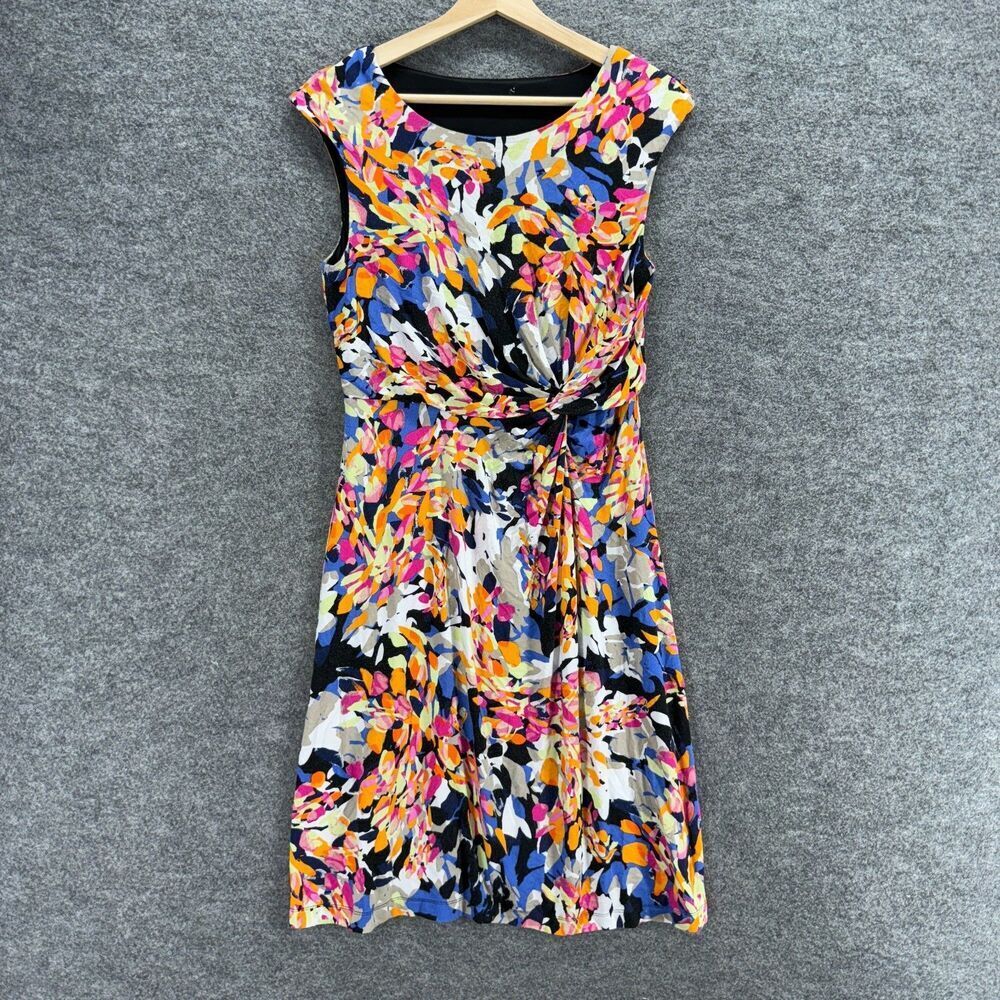 Unbranded Dress Women M Medium Black Floral Sheath Midi Sleeveless Lined Rayon